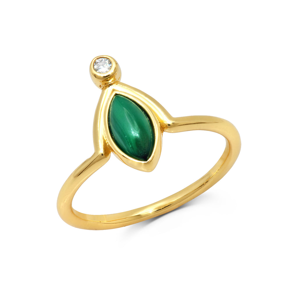 Green earth stone ring for women strength energy