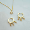Gold huggie earring set for women matching necklace