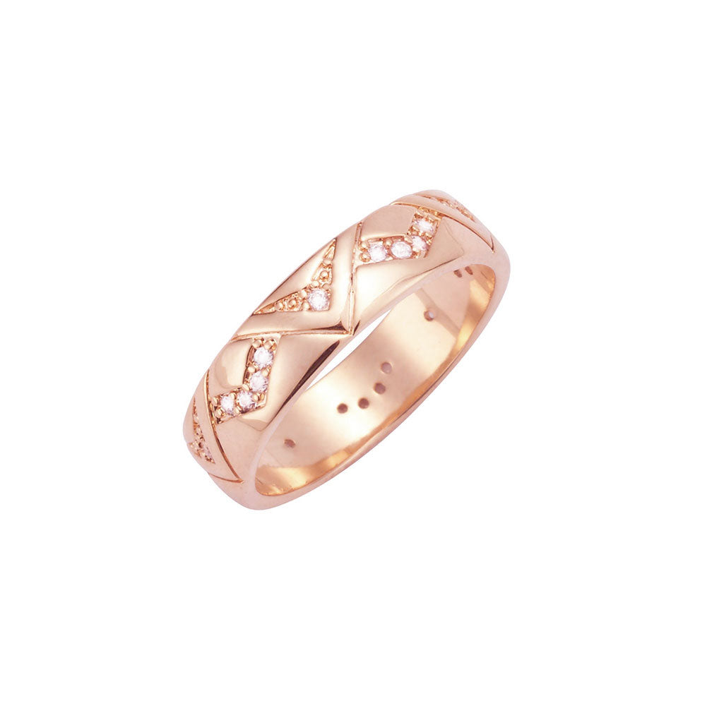 Diamond studded cigar band rose gold